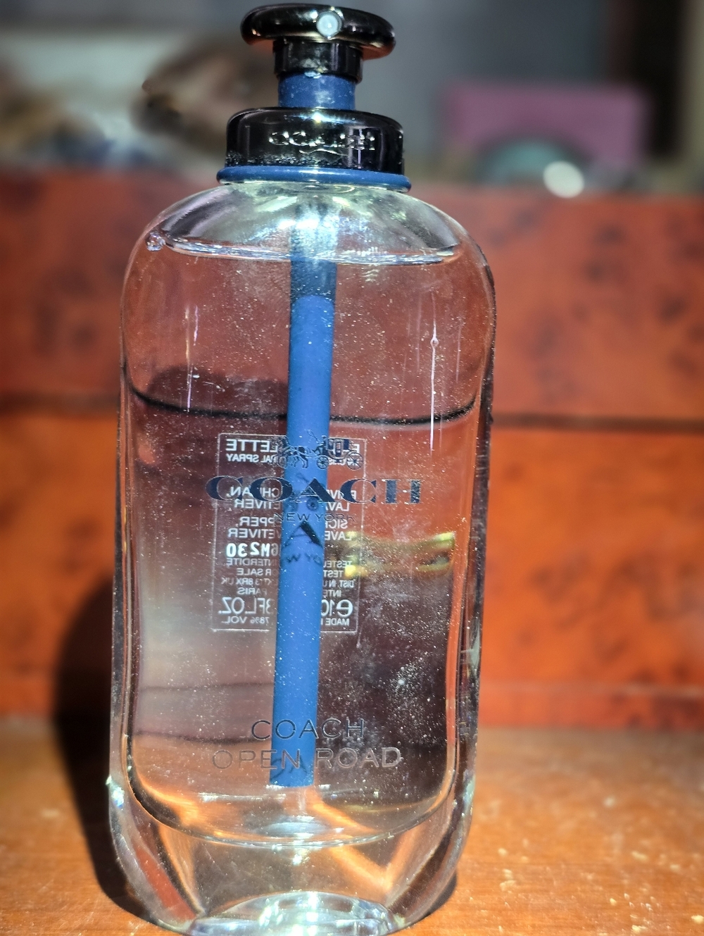 Coach Open Road Clear Cologne Bottle with Blue Accents